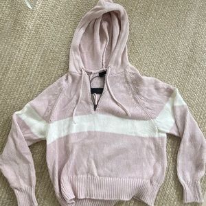 360 Sweater Chunky Knit Pink Quarter Zip Hoody